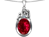 Original Star K™ Loving Mother And Father With Child Pendant With Oval 11x9mm Created Ruby
