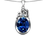 Original Star K™ Loving Mother And Father With Child Pendant With Oval 11x9mm Created Sapphire