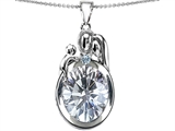 Original Star K™ Loving Mother And Father With Child Pendant With Genuine 11x9 Oval White Topaz