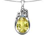 Original Star K™ Loving Mother And Father With Child Pendant With Oval 11x9mm Simulated Yellow Sapphire