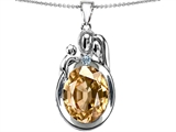 Original Star K™ Loving Mother And Father With Child Pendant With Oval 11x9mm Simulated Imperial Yellow Topaz