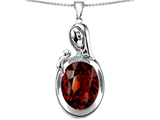 Original Star K™ Loving Mother With Child Family Pendant With Oval 11x9mm Simulated Garnet