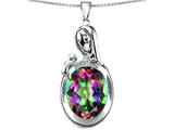 Original Star K™ Loving Mother With Child Family Pendant With Oval 11x9mm Mystic Topaz