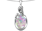 Original Star K™ Loving Mother With Child Family Pendant With Created Oval Pink Sapphire