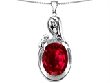 Original Star K™ Loving Mother With Child Family Pendant With Oval 11x9mm Created Ruby