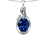 Original Star K™ Loving Mother With Child Family Pendant With Oval 11x9mm Created Sapphire