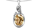 Original Star K™ Loving Mother With Child Family Pendant With Oval 11x9mm Simulated Imperial Yellow Topaz
