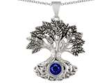 Celtic Love by Kelly Tree Of Life Good Luck Pendant With 7mm Round Created Sapphire