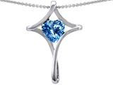 Original Star K™ Christian Cross Of Love Pendant With 8mm Heart Shape Genuine Blue Topaz