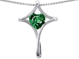 Original Star K™ Large Christian Cross Of Love Pendant With 8mm Heart Shape Simulated Emerald
