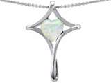 Original Star K™ Large Christian Cross Of Love Pendant With Heart 8mm Created Opal
