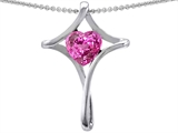 Original Star K™ Large Christian Cross Of Love Pendant With 8mm Heart Created Pink Sapphire