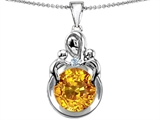 Original Star K™ Large Loving Mother With Children Pendant With Simulated Round Citrine