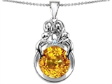 Original Star K™ Large Loving Mother And Family Pendant With Simulated Round Citrine