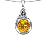 Original Star K™ Loving Mother With Child Family Pendant With Simulated Round Citrine
