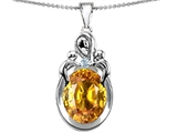 Original Star K™ Loving Mother With Children Pendant With Simulated Oval Citrine
