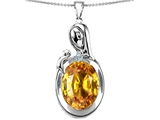 Original Star K™ Loving Mother With Child Family Pendant With Simulated Oval Citrine