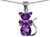 Original Star K™ Cat Pendant With Genuine Amethyst