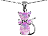 Original Star K™ Cat Pendant With Created Pink Opal
