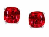Tommaso Design™ 7mm Cushion Cut Created Ruby Earrings Studs