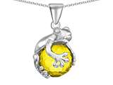 Original Star K™ Frog Pendant With 10mm Simulated Citrine Ball