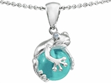Original Star K™ Frog Pendant With 10mm Simulated Aquamarine Ball