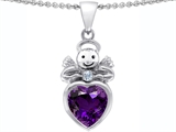 Original Star K™ Love Angel Pendant With 10mm Simulated Amethyst Heart