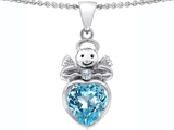 Original Star K™ Love Angel Pendant with 10mm Simulated Aquamarine Heart