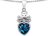 Original Star K™ Love Angel Pendant With 10mm Simulated Blue Topaz Heart