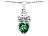 Original Star K™ Love Angel Pendant with 10mm Simulated Emerald Heart