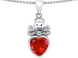 Original Star K™ Love Angel Pendant with 10mm Simulated Orange Mexican Fire Opal Heart