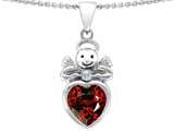Original Star K™ Love Angel Pendant With 10mm Simulated Garnet Heart