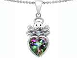 Original Star K™ Love Angel Pendant with 10mm Multicolor Mystic Topaz Heart