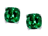 Tommaso Design™ 7mm Cushion Cut Simulated Emerald Earrings Studs