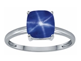 Tommaso Design™ Created Star Sapphire 7mm Cushion Cut Solitaire Engagement Ring