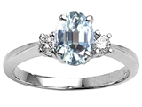 Tommaso Design™ Genuine Aquamarine 9x7mm Oval Engagement Ring