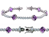 Original Star K™ High End Tennis Bracelet With 6pcs 7mm Genuine Cushion Cut Amethyst