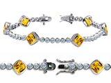 Original Star K™ High End Tennis Bracelet With 6pcs 7mm Cushion Cut Genuine Citrine