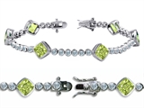Original Star K™ High End Tennis Bracelet With 6pcs 7mm Cushion Cut Genuine Peridot