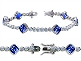 Original Star K™ High End Tennis Bracelet With 6pcs 7mm Cushion Cut Created Sapphire
