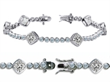Original Star K™ High End Tennis Bracelet With 6pcs 7mm Cushion Cut Genuine White Topaz