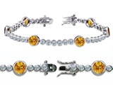 Original Star K™ High End Tennis Bracelet With 6pcs Round 6mm Genuine Citrine