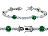 Original Star K™ High End Tennis Bracelet With 6pcs 6mm Round Simulated Emerald