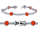 Original Star K™ High End Tennis Bracelet With 6pcs 6mm Round Simulated Mexican Fire Opal