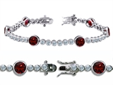 Original Star K™ High End Tennis Bracelet With 6pcs 6mm Round Genuine Garnet