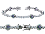 Original Star K™ High End Tennis Bracelet With 6pcs 6mm Round Mystic Topaz