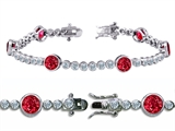 Original Star K™ High End Tennis Bracelet With 6pcs 6mm Round Created Ruby