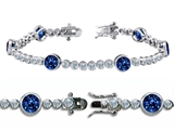 Original Star K™ High End Tennis Bracelet With 6pcs 6mm Round Lab Created Sapphire