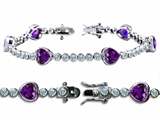 Original Star K™ High End Tennis Bracelet With 6pcs 7mm Genuine Heart Amethyst