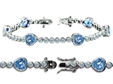 Original Star K™ High End Tennis Bracelet With 6pcs 7mm Heart Shape Simulated Aquamarine